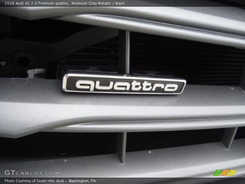 Monsoon Gray Metallic / Black 2016 Audi A3 2.0 Premium quattro