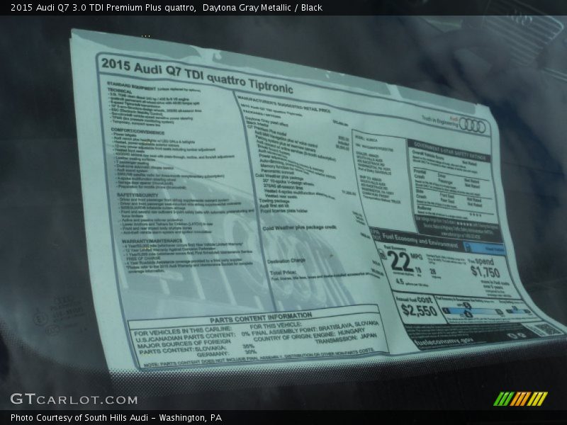 Daytona Gray Metallic / Black 2015 Audi Q7 3.0 TDI Premium Plus quattro