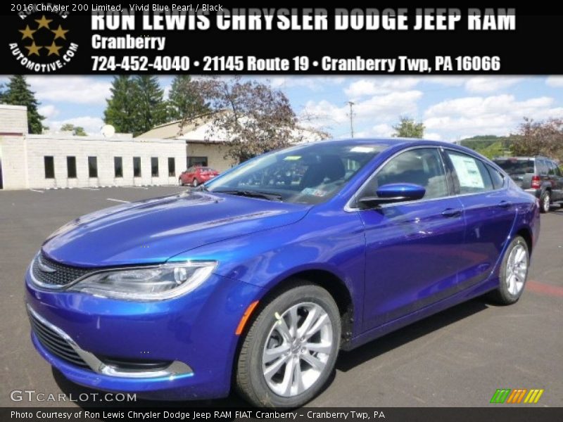 Vivid Blue Pearl / Black 2016 Chrysler 200 Limited
