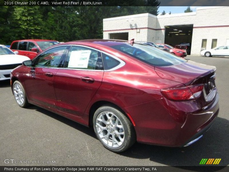 Velvet Red Pearl / Black/Linen 2016 Chrysler 200 C AWD