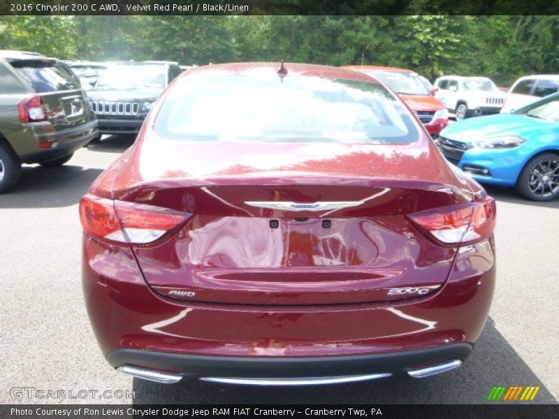 Velvet Red Pearl / Black/Linen 2016 Chrysler 200 C AWD