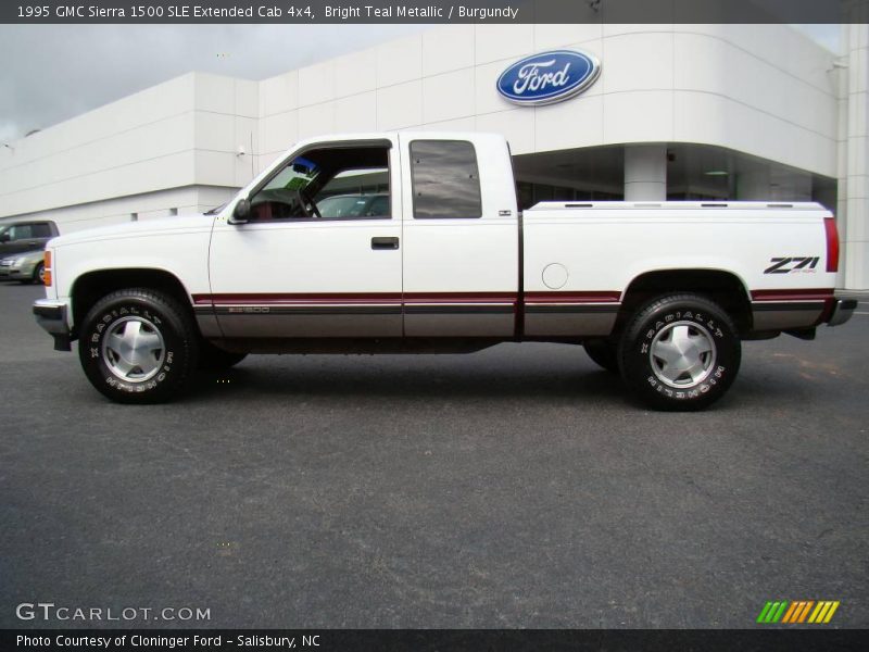 Bright Teal Metallic / Burgundy 1995 GMC Sierra 1500 SLE Extended Cab 4x4