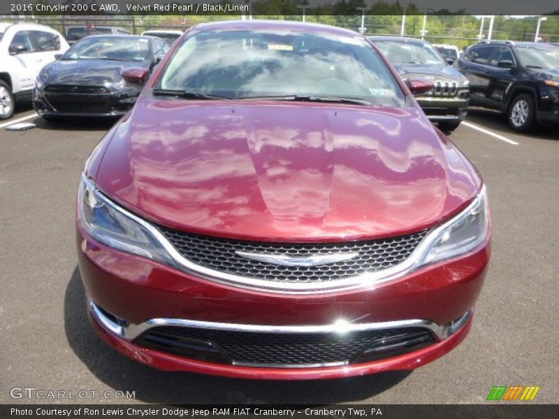 Velvet Red Pearl / Black/Linen 2016 Chrysler 200 C AWD
