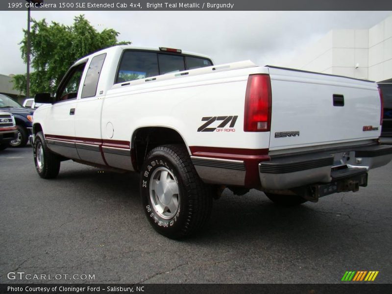 Bright Teal Metallic / Burgundy 1995 GMC Sierra 1500 SLE Extended Cab 4x4