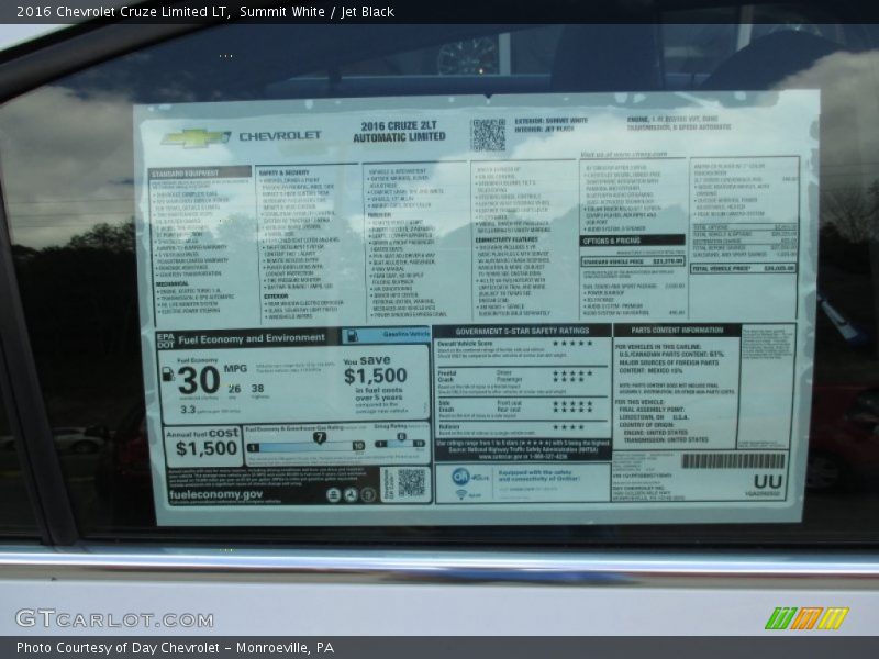 Summit White / Jet Black 2016 Chevrolet Cruze Limited LT