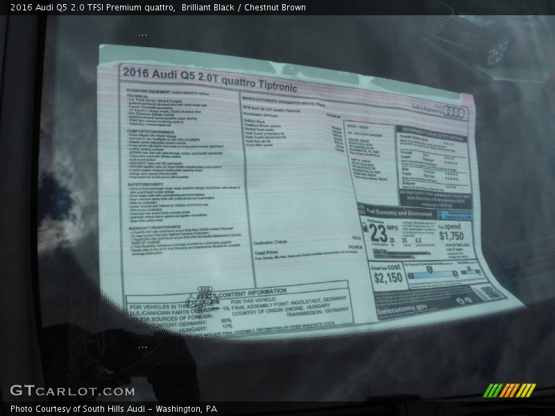  2016 Q5 2.0 TFSI Premium quattro Window Sticker