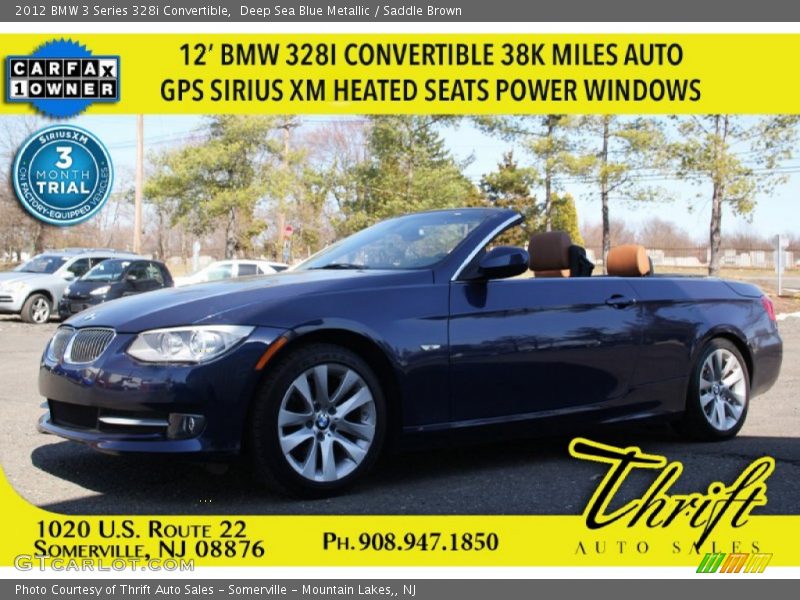 Deep Sea Blue Metallic / Saddle Brown 2012 BMW 3 Series 328i Convertible