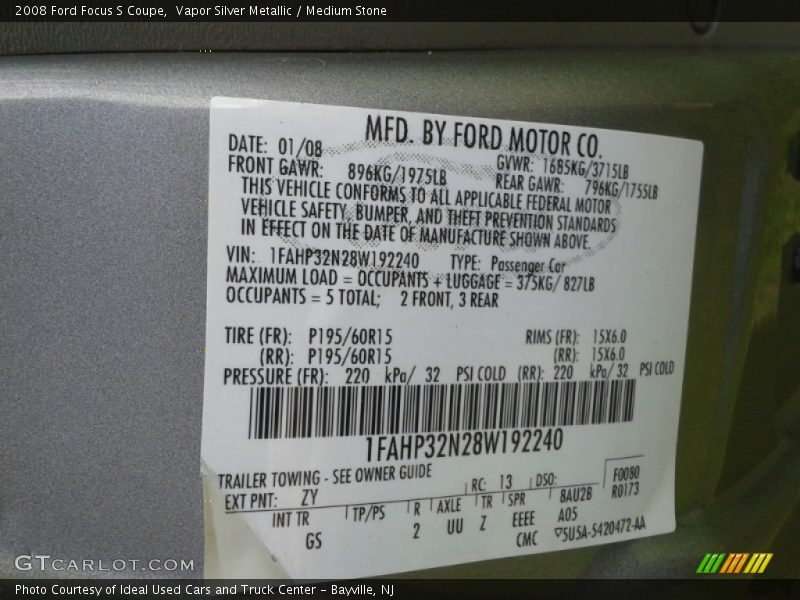 Vapor Silver Metallic / Medium Stone 2008 Ford Focus S Coupe
