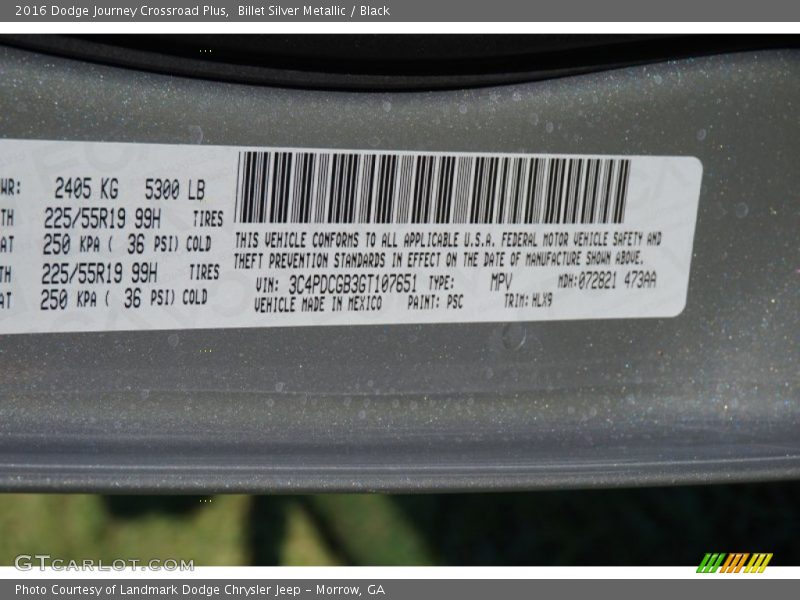 Billet Silver Metallic / Black 2016 Dodge Journey Crossroad Plus