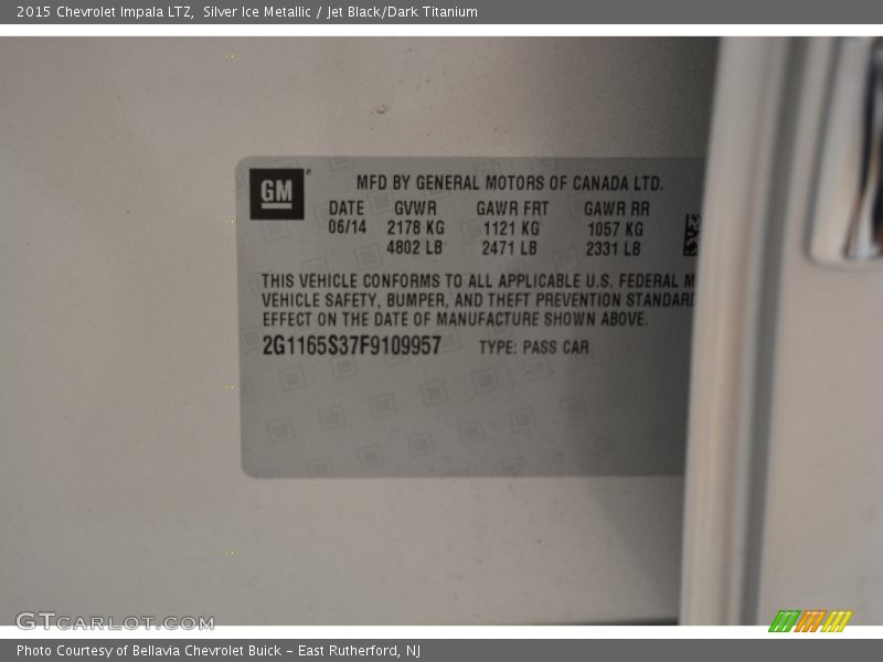 Silver Ice Metallic / Jet Black/Dark Titanium 2015 Chevrolet Impala LTZ