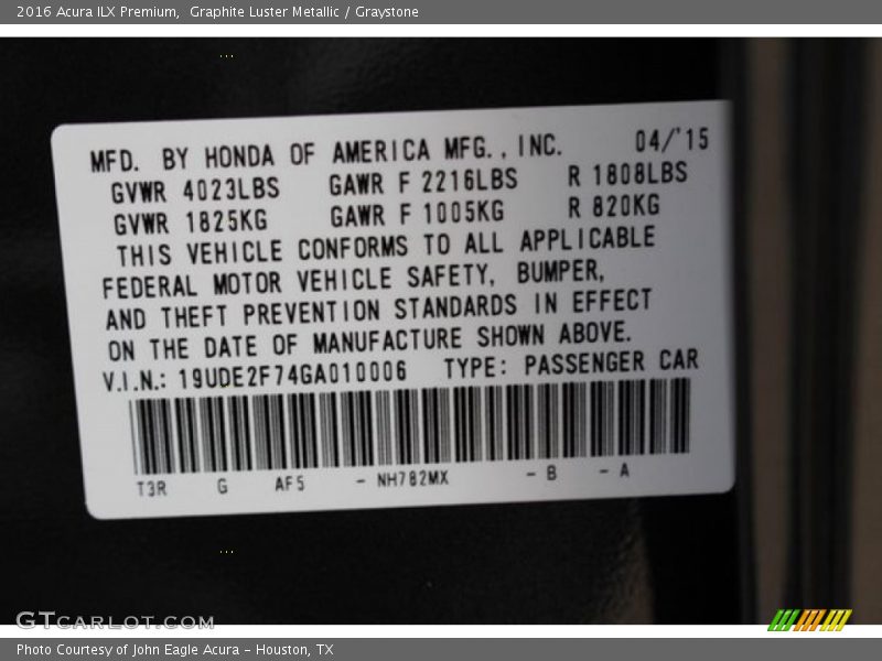 Graphite Luster Metallic / Graystone 2016 Acura ILX Premium