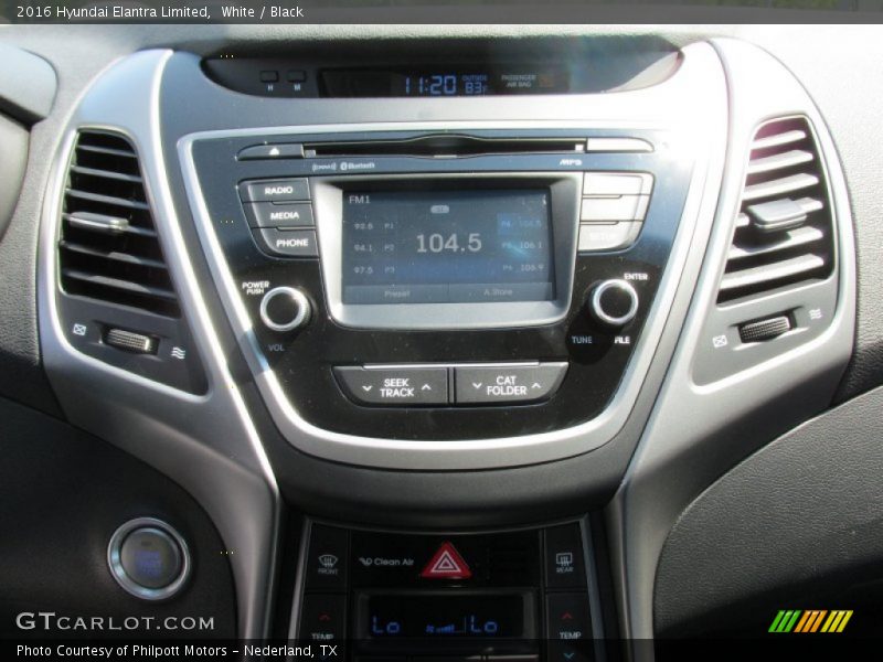 White / Black 2016 Hyundai Elantra Limited