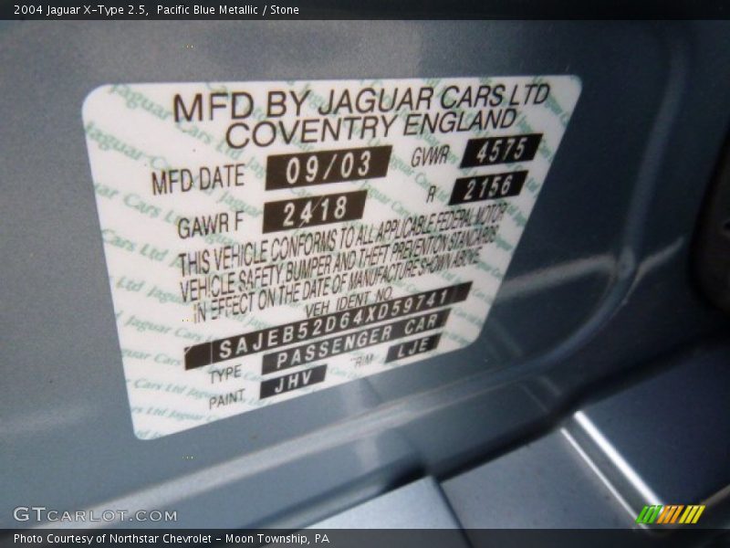 Pacific Blue Metallic / Stone 2004 Jaguar X-Type 2.5