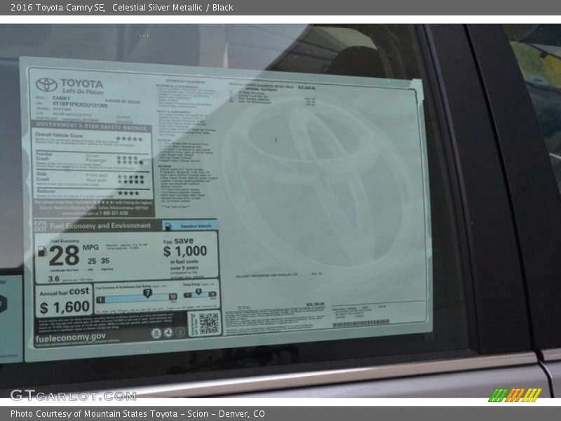  2016 Camry SE Window Sticker