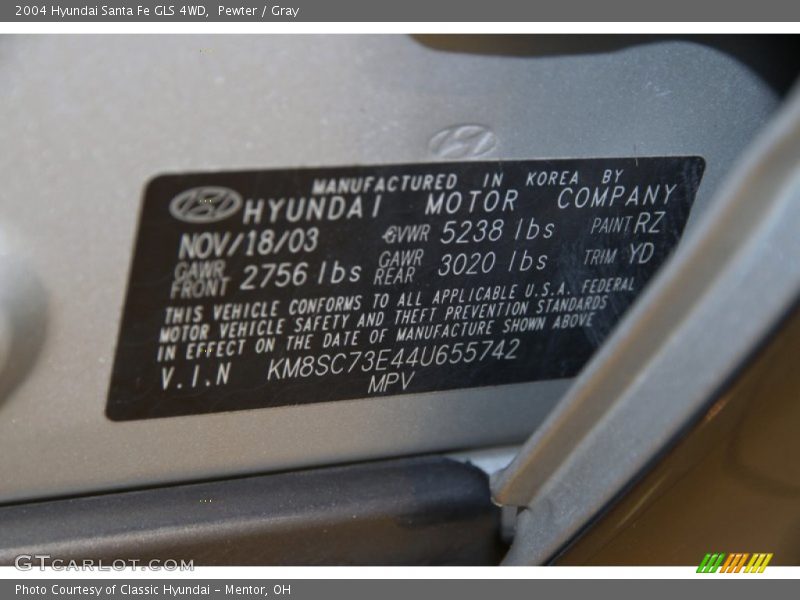 Pewter / Gray 2004 Hyundai Santa Fe GLS 4WD