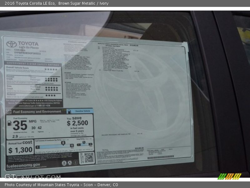Brown Sugar Metallic / Ivory 2016 Toyota Corolla LE Eco