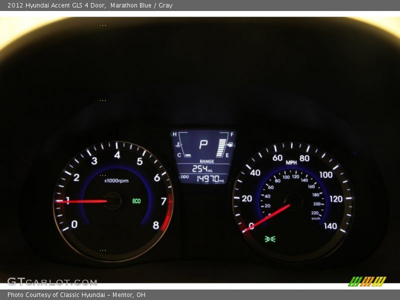 Marathon Blue / Gray 2012 Hyundai Accent GLS 4 Door