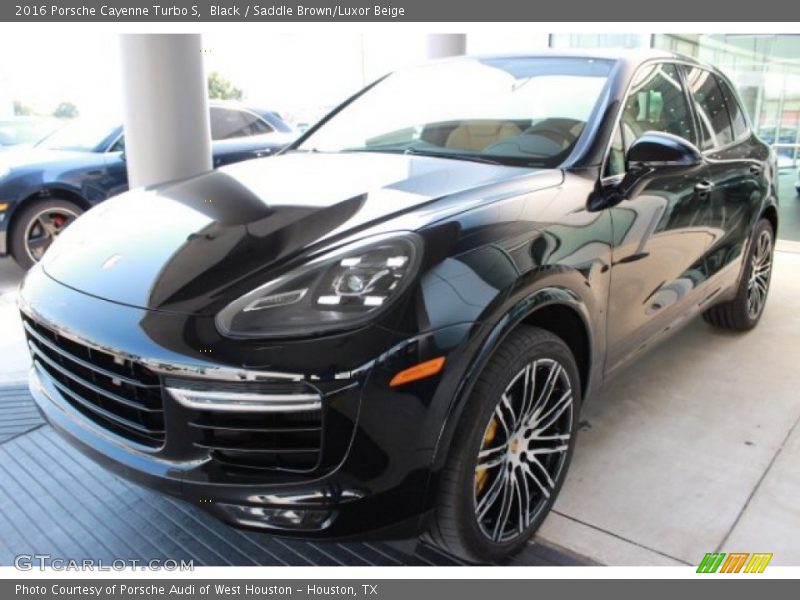 Black / Saddle Brown/Luxor Beige 2016 Porsche Cayenne Turbo S