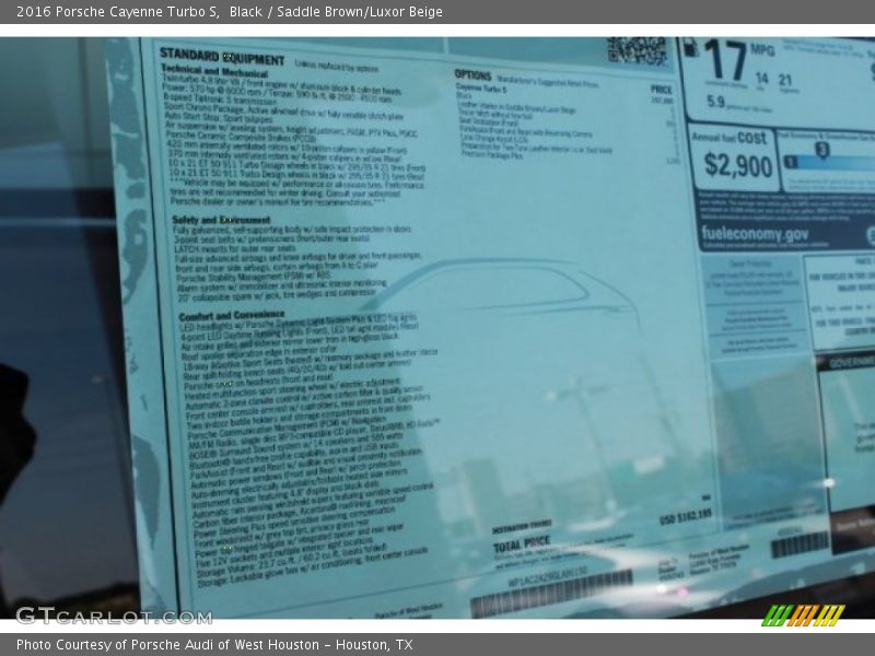  2016 Cayenne Turbo S Window Sticker