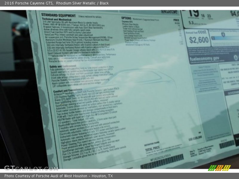  2016 Cayenne GTS Window Sticker