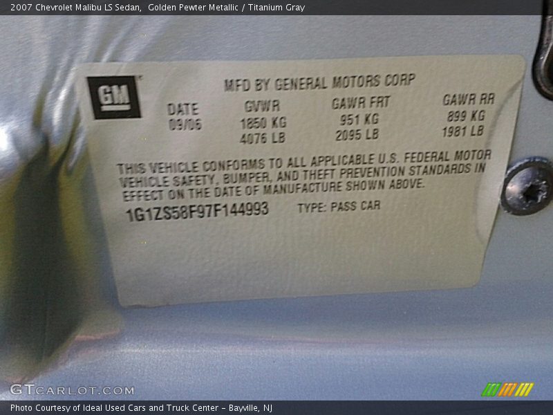 Golden Pewter Metallic / Titanium Gray 2007 Chevrolet Malibu LS Sedan