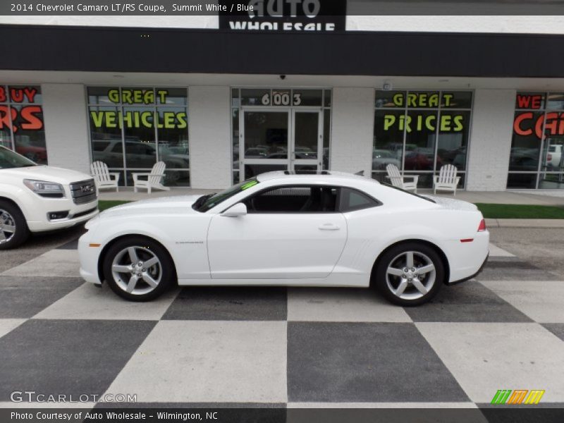 Summit White / Blue 2014 Chevrolet Camaro LT/RS Coupe
