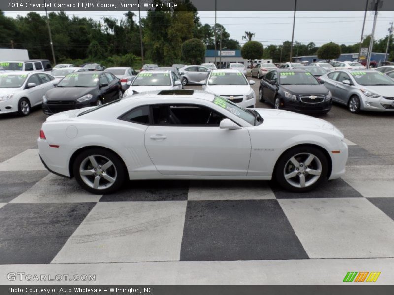 Summit White / Blue 2014 Chevrolet Camaro LT/RS Coupe
