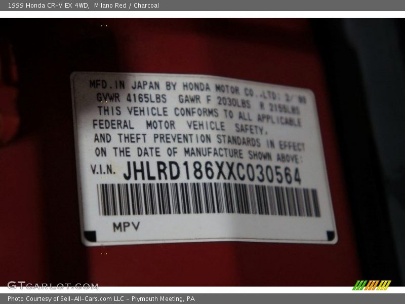 Milano Red / Charcoal 1999 Honda CR-V EX 4WD