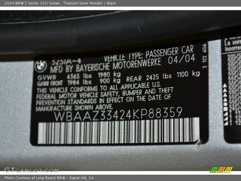 Titanium Silver Metallic / Black 2004 BMW 3 Series 325i Sedan