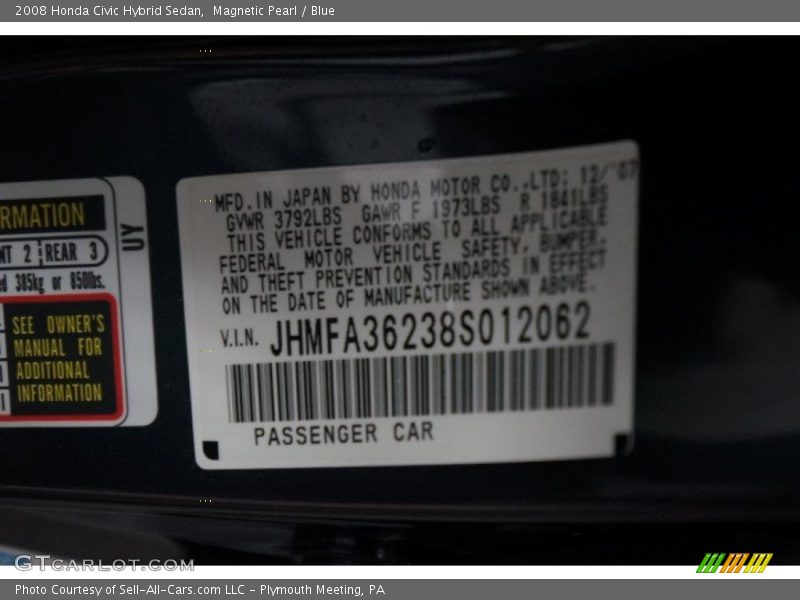 Magnetic Pearl / Blue 2008 Honda Civic Hybrid Sedan