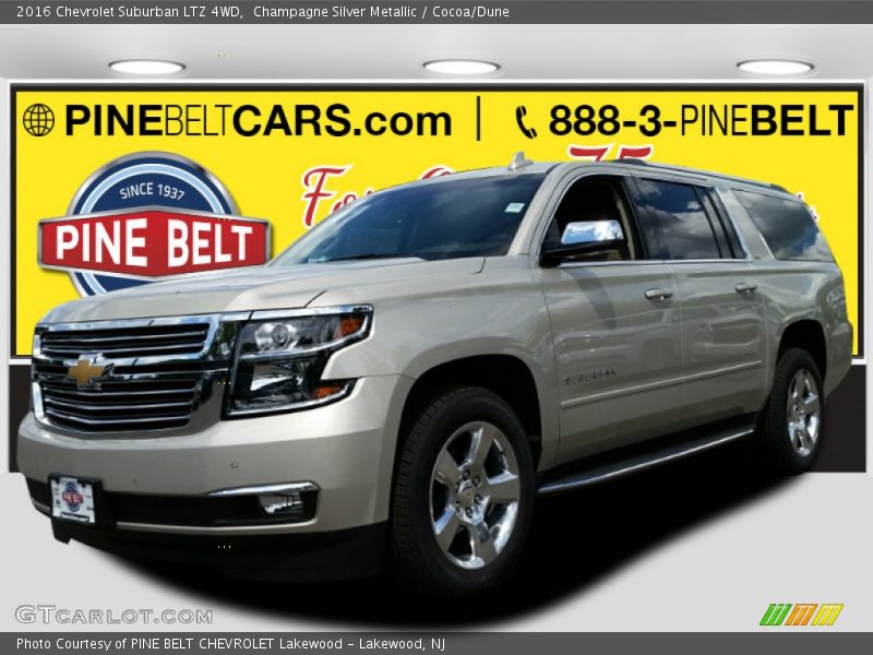 Champagne Silver Metallic / Cocoa/Dune 2016 Chevrolet Suburban LTZ 4WD