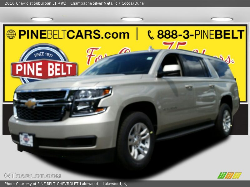Champagne Silver Metallic / Cocoa/Dune 2016 Chevrolet Suburban LT 4WD