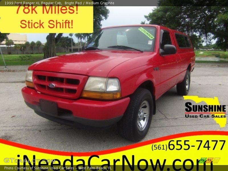 Bright Red / Medium Graphite 1999 Ford Ranger XL Regular Cab