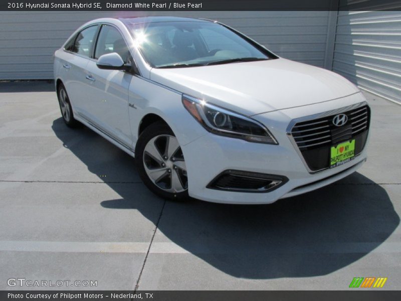 Diamond White Pearl / Blue Pearl 2016 Hyundai Sonata Hybrid SE