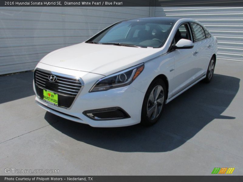 Diamond White Pearl / Blue Pearl 2016 Hyundai Sonata Hybrid SE