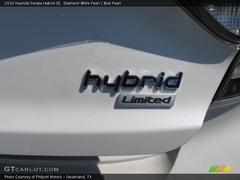 Diamond White Pearl / Blue Pearl 2016 Hyundai Sonata Hybrid SE