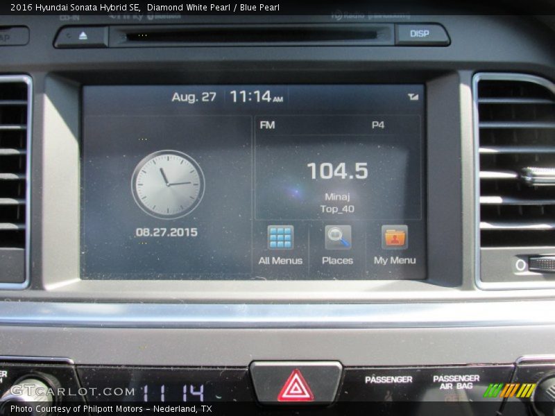 Diamond White Pearl / Blue Pearl 2016 Hyundai Sonata Hybrid SE