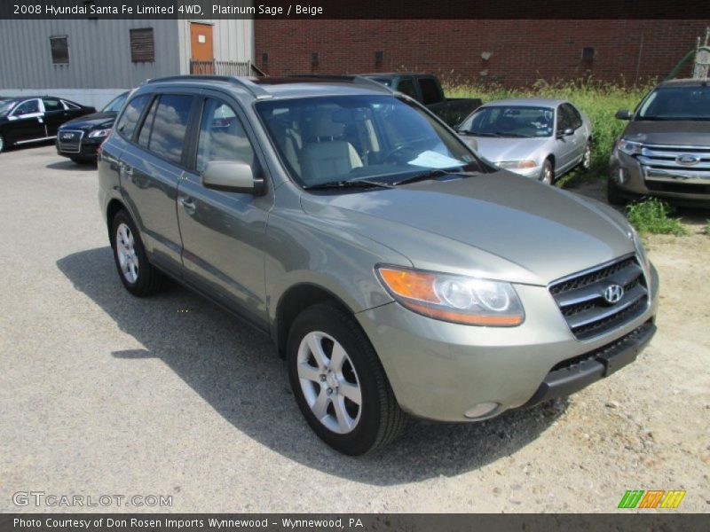 Platinum Sage / Beige 2008 Hyundai Santa Fe Limited 4WD