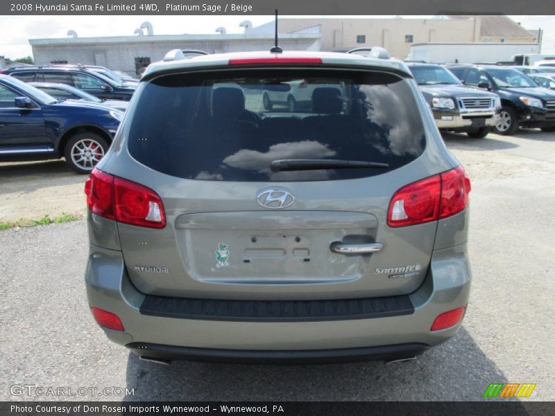Platinum Sage / Beige 2008 Hyundai Santa Fe Limited 4WD