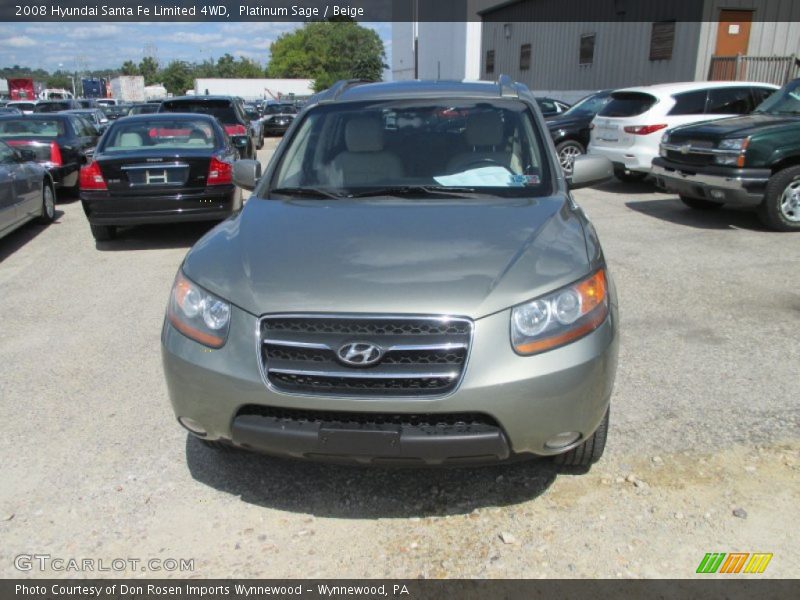 Platinum Sage / Beige 2008 Hyundai Santa Fe Limited 4WD