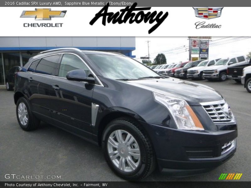 Sapphire Blue Metallic / Ebony/Ebony 2016 Cadillac SRX Luxury AWD