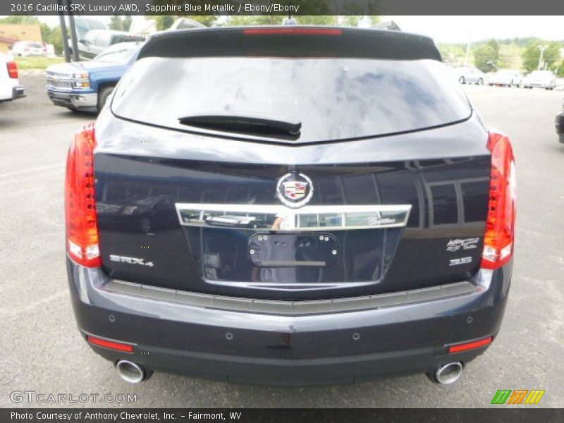 Sapphire Blue Metallic / Ebony/Ebony 2016 Cadillac SRX Luxury AWD