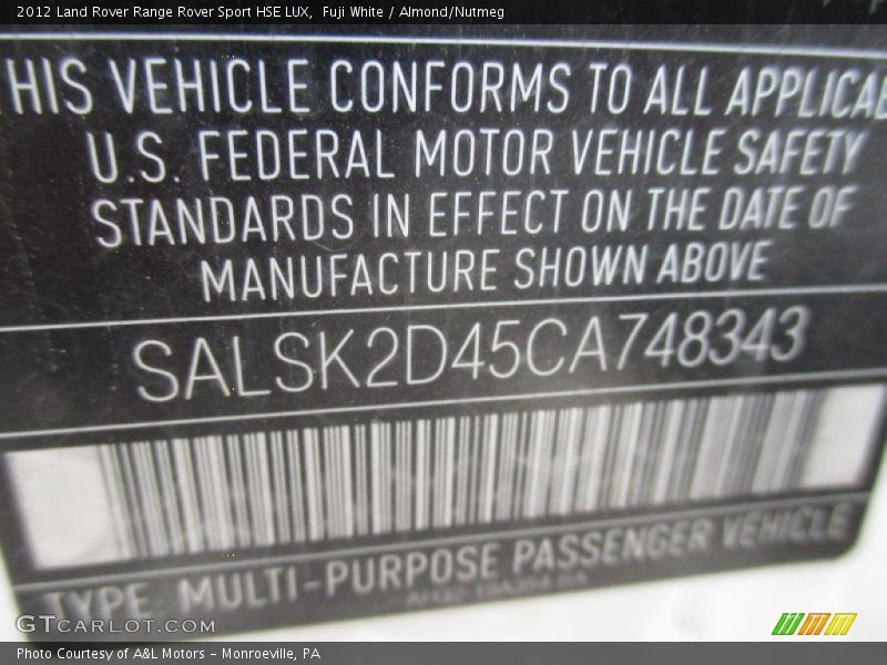 Fuji White / Almond/Nutmeg 2012 Land Rover Range Rover Sport HSE LUX