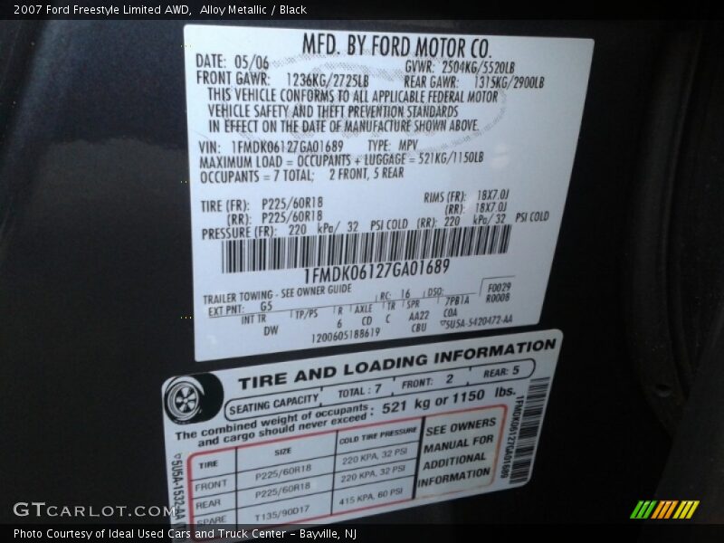 Alloy Metallic / Black 2007 Ford Freestyle Limited AWD