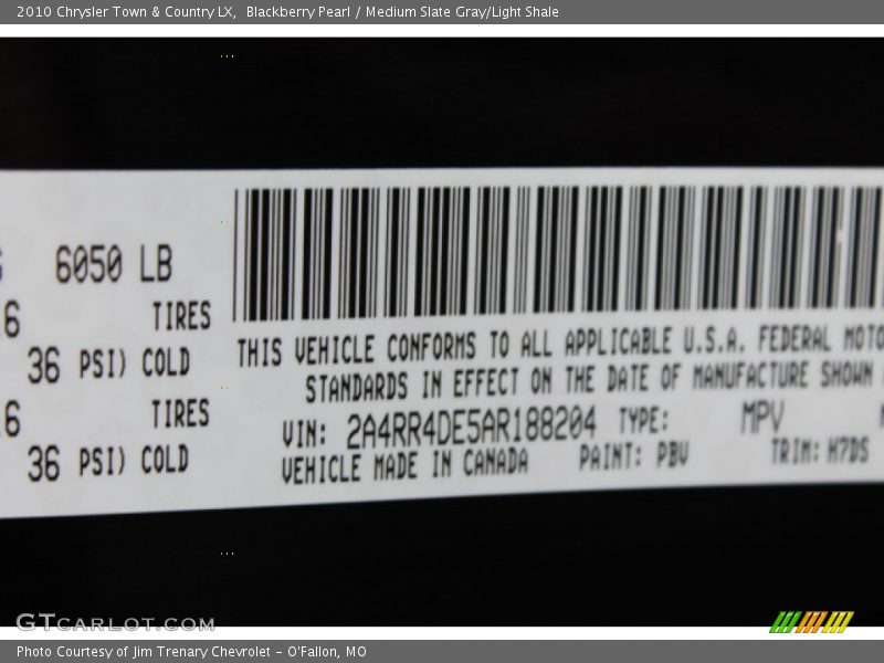 Blackberry Pearl / Medium Slate Gray/Light Shale 2010 Chrysler Town & Country LX