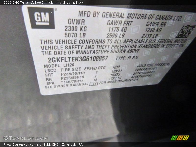 Iridium Metallic / Jet Black 2016 GMC Terrain SLE AWD
