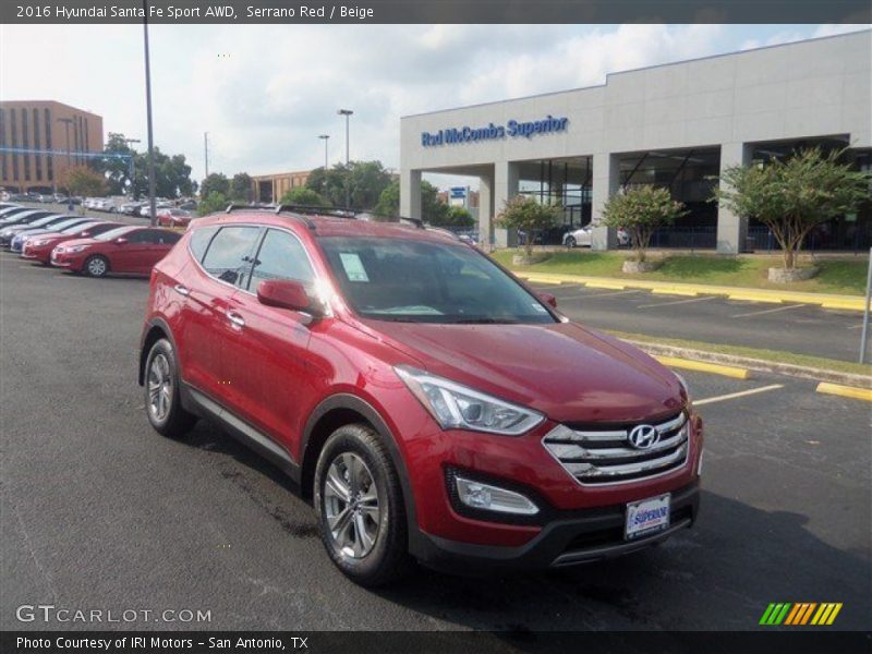 Serrano Red / Beige 2016 Hyundai Santa Fe Sport AWD