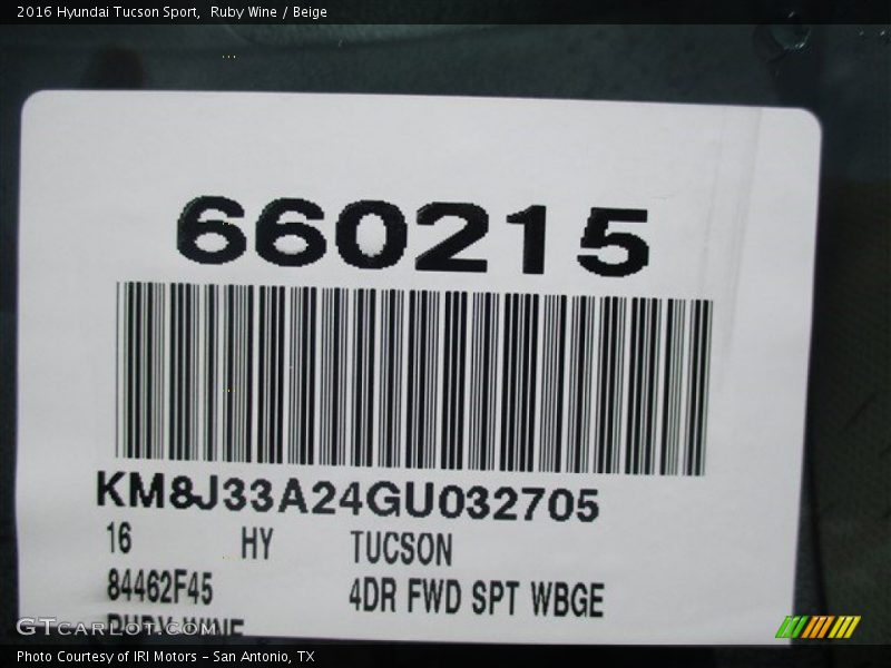 Ruby Wine / Beige 2016 Hyundai Tucson Sport