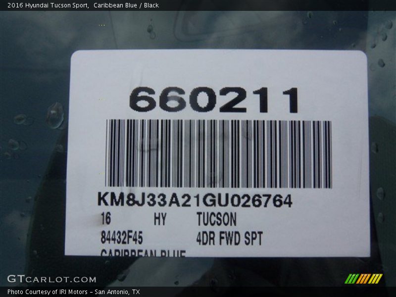 Caribbean Blue / Black 2016 Hyundai Tucson Sport