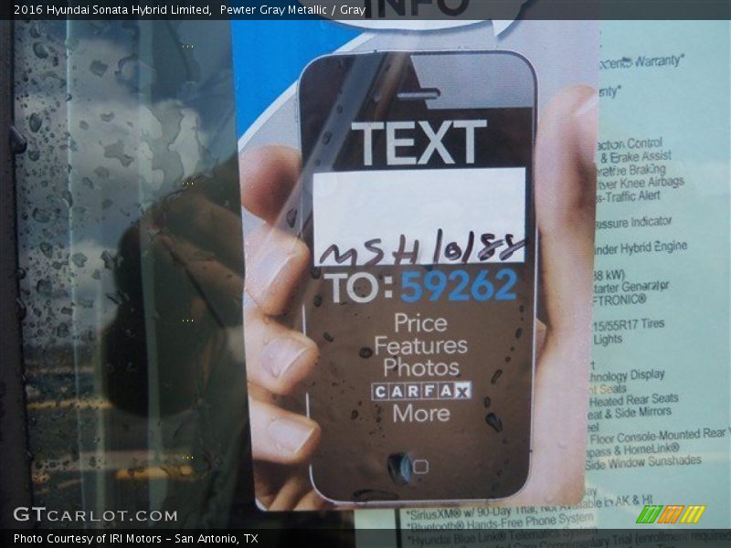 Pewter Gray Metallic / Gray 2016 Hyundai Sonata Hybrid Limited